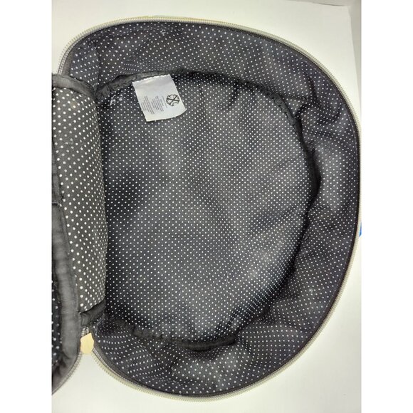 Christian Lacroix Vanity Cosmetic Bag Cream Floral Pattern Round Travel Holiday - Picture 8 of 9